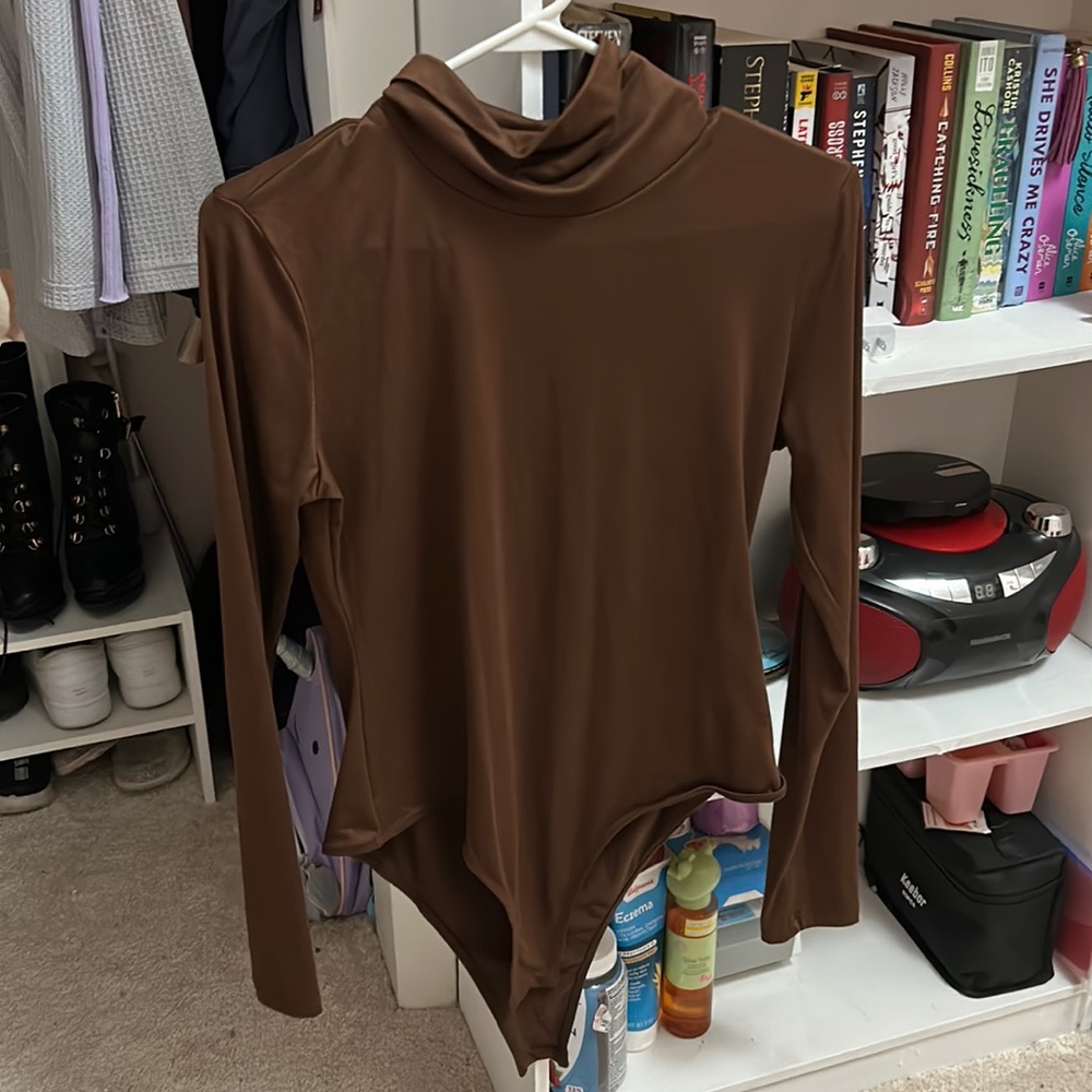 Brown turtle neck bodysuit